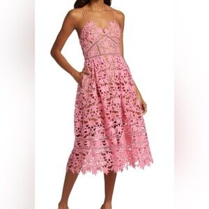 Self-Portrait Pink Lace Midi Dress size 6